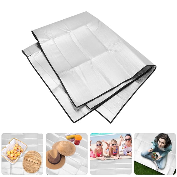 OUNONA Lightweight Plated Silver Outdoor Mat for Picnic and Camping 2Pcs