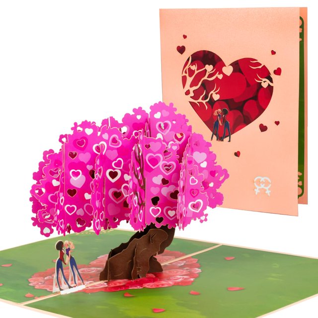 Tarjeta emergente Love Peach Tree, tarjeta de felicitación del Día de San Valentín lésbico, tarjeta de feliz aniversario, tarjeta de cumpleaños emergente para sus amantes, novia