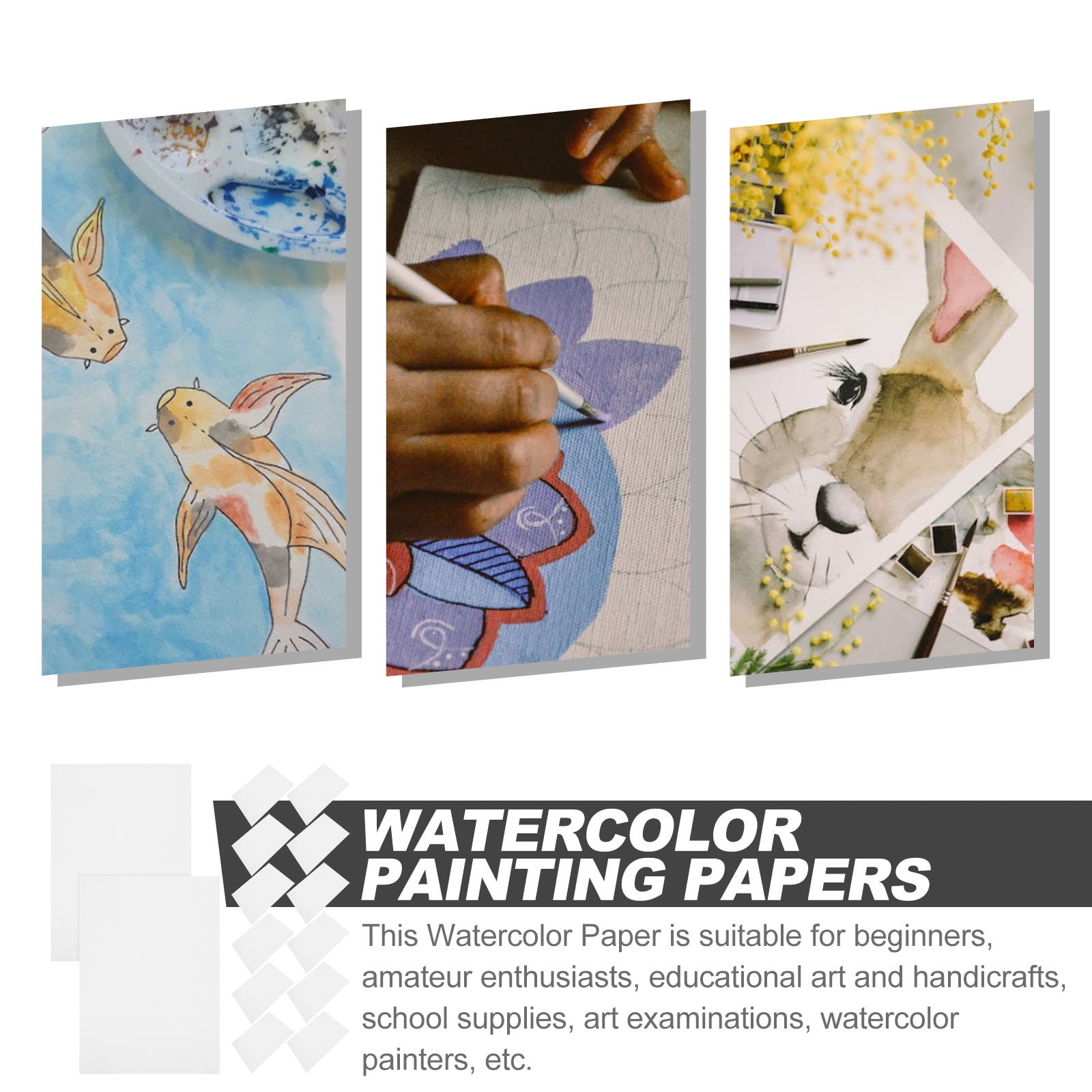 WHAMVOX  50 Sheets Water Coloring Paper Watercolor Painting