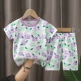 thumbnail image 2 of mgoYE Toddler Boy Clothes 3t Girls 2 Piece Short Set Baby Girl Summer Clothes Ruffle Sleeve T-Shirt and Shorts Toddler Girl Outfit Set|Light Purple 3-6 Months, 2 of 4