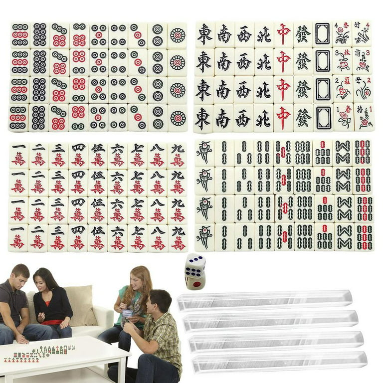 Chinese Mahjong Set,144 Tiles Travel Mahjong Set Mahjong Board
