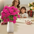 thumbnail image 6 of JeashCHAT Mother's Day Artificial Carnation Flowers, 24 Heads Fake Carnation Bouquet Silk Flowers for Indoor Home Living Room Kitchen Decorations Vase Table Centerpiece, Hot Pink, 6 of 6