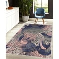 thumbnail image 4 of Abstract Decorative Rug, Ocean Inspired Graphic Paisley Pattern Swirled Hand Drawn Art Print, Quality Carpet for Bedroom Dorm and Living Room, 6 Sizes, Navy Blue, by Ambesonne, 4 of 4