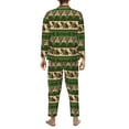 thumbnail image 3 of Mens Pajamas Set - Dark Green Vintage Corn Pattern Comfy Long Sleeve Button Up Pajama Sets for Men 2 Piece, Soft Sleepwear Nightwear Pjs Lounge Sets for Men with Pockets, 3 of 5