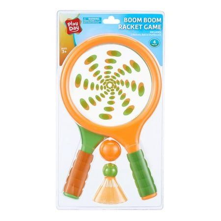 Play Day Boom Racket Game Orange and Green, 4 Piece Outdoor Sports Toy, Children Ages 3+