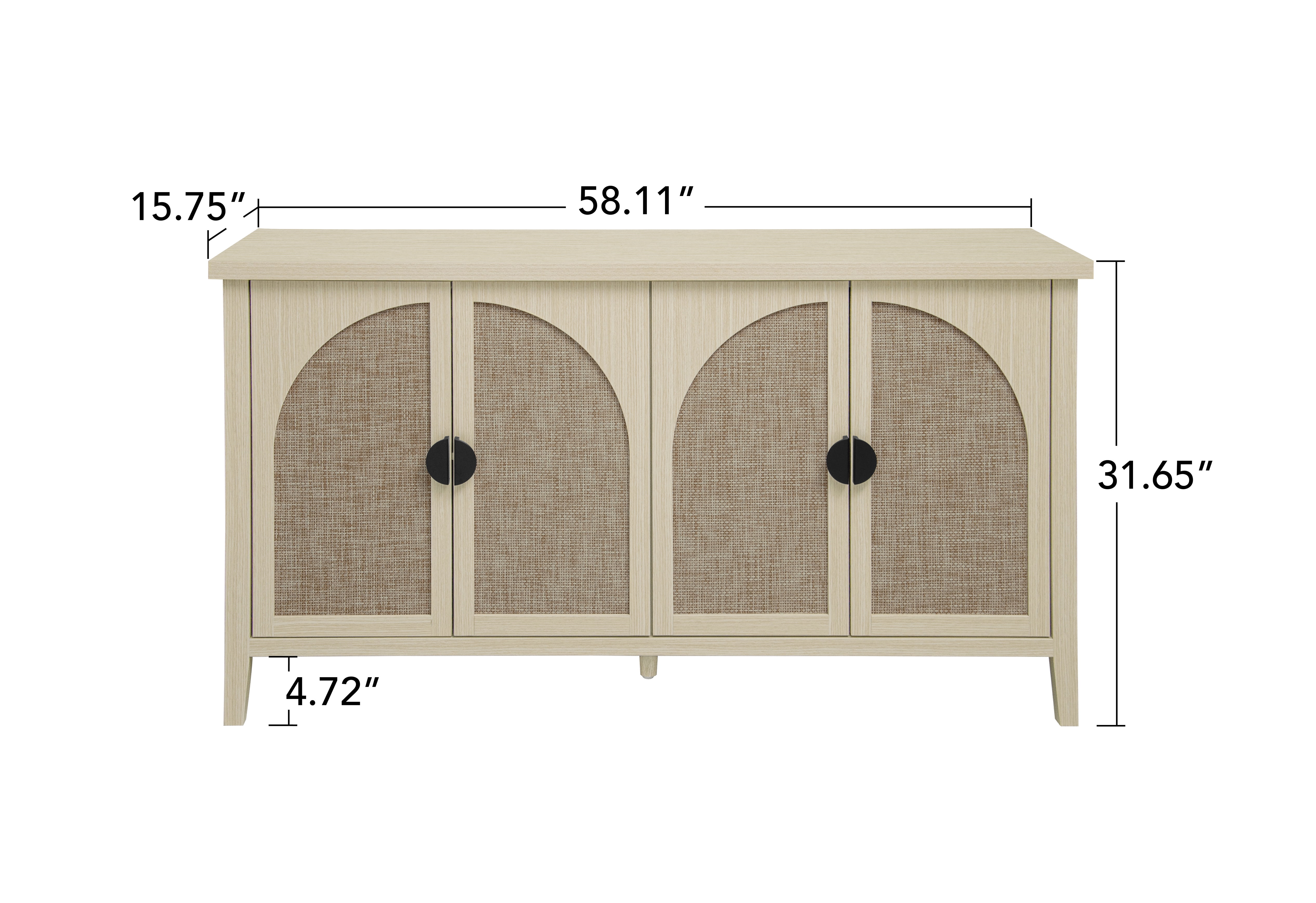 Gewnee Rattan 4-Door Storage Cabinet, Multipurpose Home Organizer for Bedroom, Living Room and Study