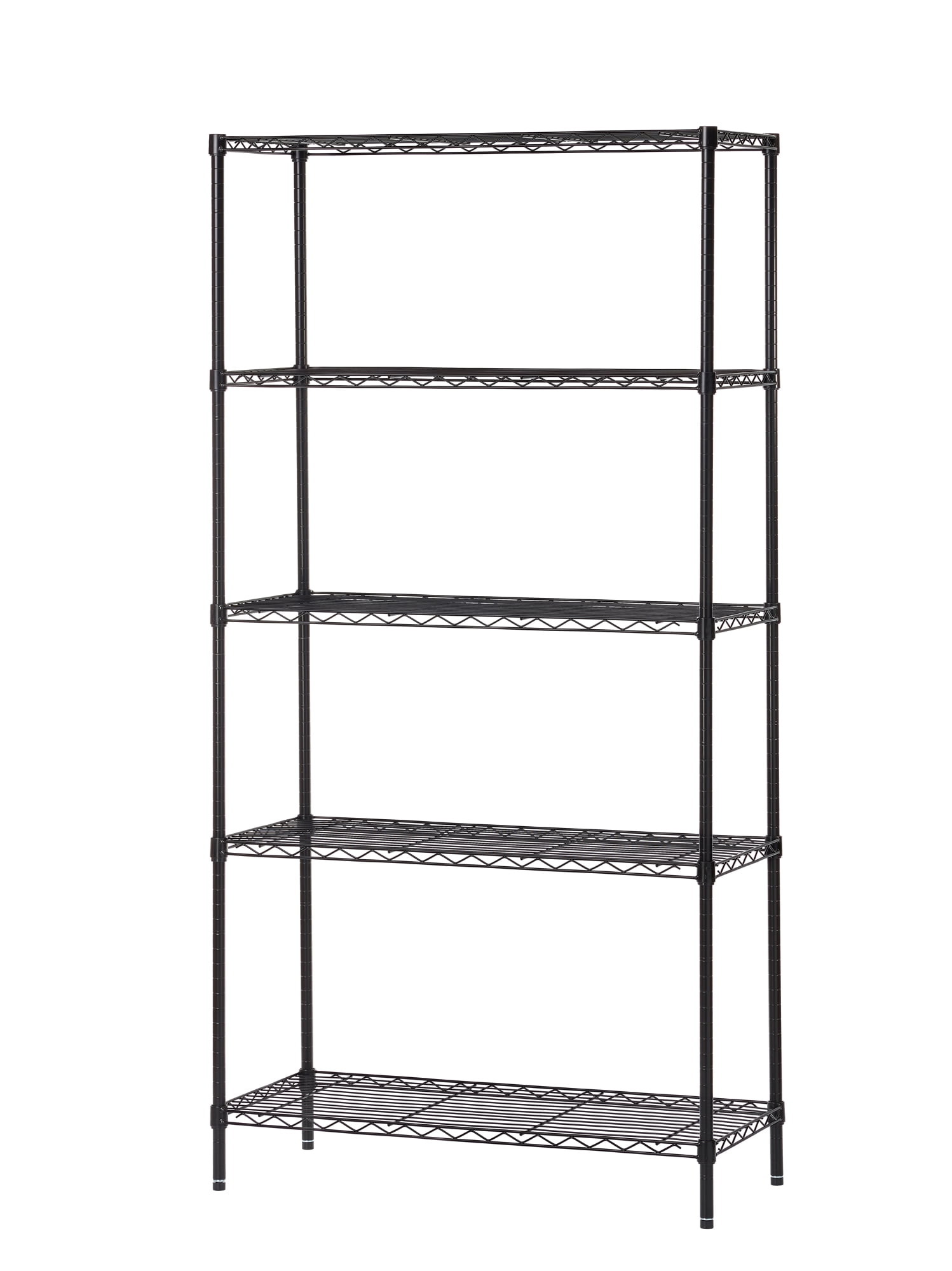 HSS 5-Tier Wire Shelving Unit, 36 in W x 16 in D x 72 in H, Black