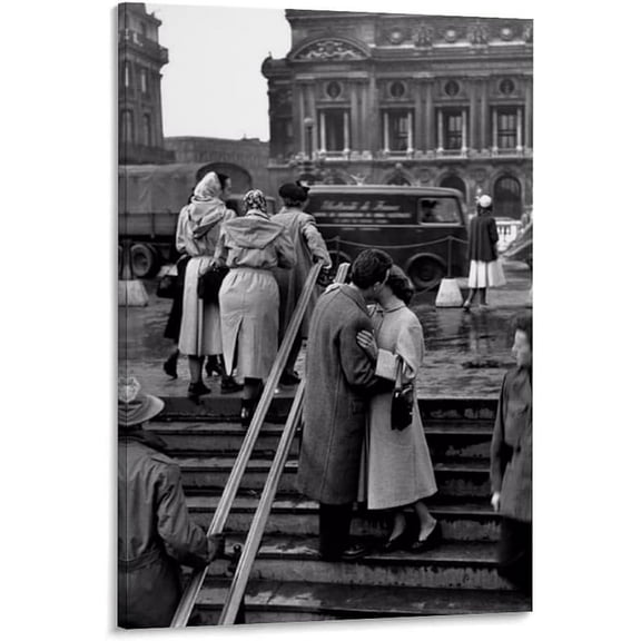 French Photographer Robert Doisneau Vintage Black And White Poster Canvas Poster Print Wall Art Decor Paintings for Living Office Room Bedroom Decoration