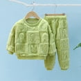 thumbnail image 3 of Pyjama en Polyester pour Enfants 2 Pcs/ensemble Ensemble de Pyjama pour Enfants Automne Hiver Couleur Unie Rabbit Col Rond Épais Chaud Garçons Filles sous-Vêtements Thermiques Haut à Manches Longues Pantalon, 3 of 8