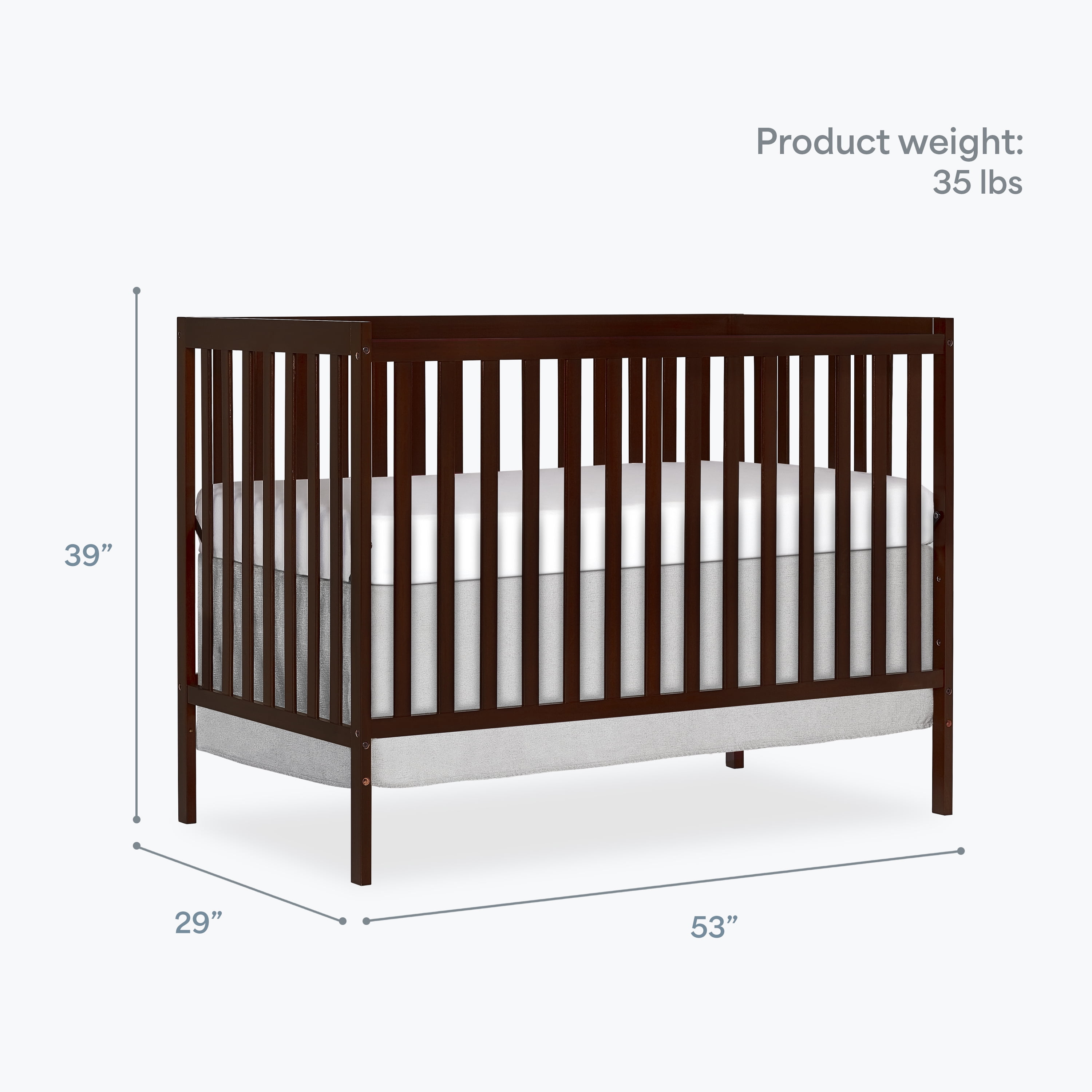 Dream On Me Synergy 5 in 1 Convertible Crib in Espresso, Greenguard Gold Certified