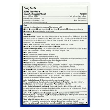Equate Effervescent Cold Relief, 48 Tablets
