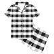 thumbnail image 4 of Odeerbi 2-12 Años Niños Niñas Pijama de Satén de Verano Solapa Con Muescas Camisas de Manga Corta Pantalones Cortos Conjunto Suave Plaid Ropa de Dormir Dos Piezas Pijama Conjuntos, 4 of 6