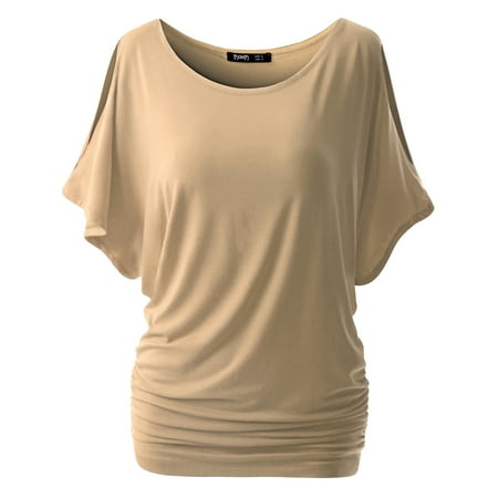 - Thanth Womens Short Sleeve Dolman Drape Loose Fit Tunic Top(Plus Size Available)