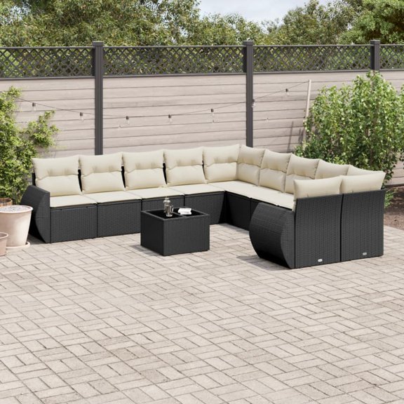 vidaXL Garden Sofa Set Black, Cream White