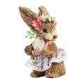 thumbnail image 4 of Artificial Easter Straw Rabbit Figure Collectible Bunny Handmade Woven Crafts Ornament for Home Farmer Children gift for garden Decor D, 4 of 8
