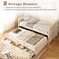 thumbnail image 6 of Euroco Wood Twin Size Daybed with Trundle and Drawers, Sofa Bed with Upholstered Backrest, Beige, 6 of 15