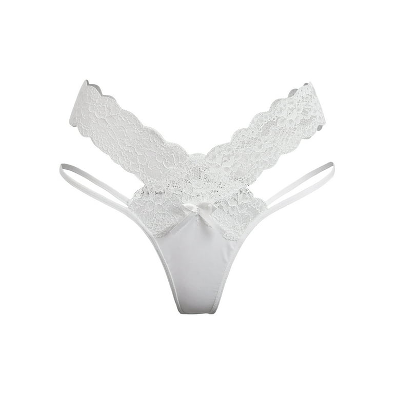 Enjiwell Sexy Women Lace Crotchless Thong G-string Briefs Lingerie Bowknot  Underwear