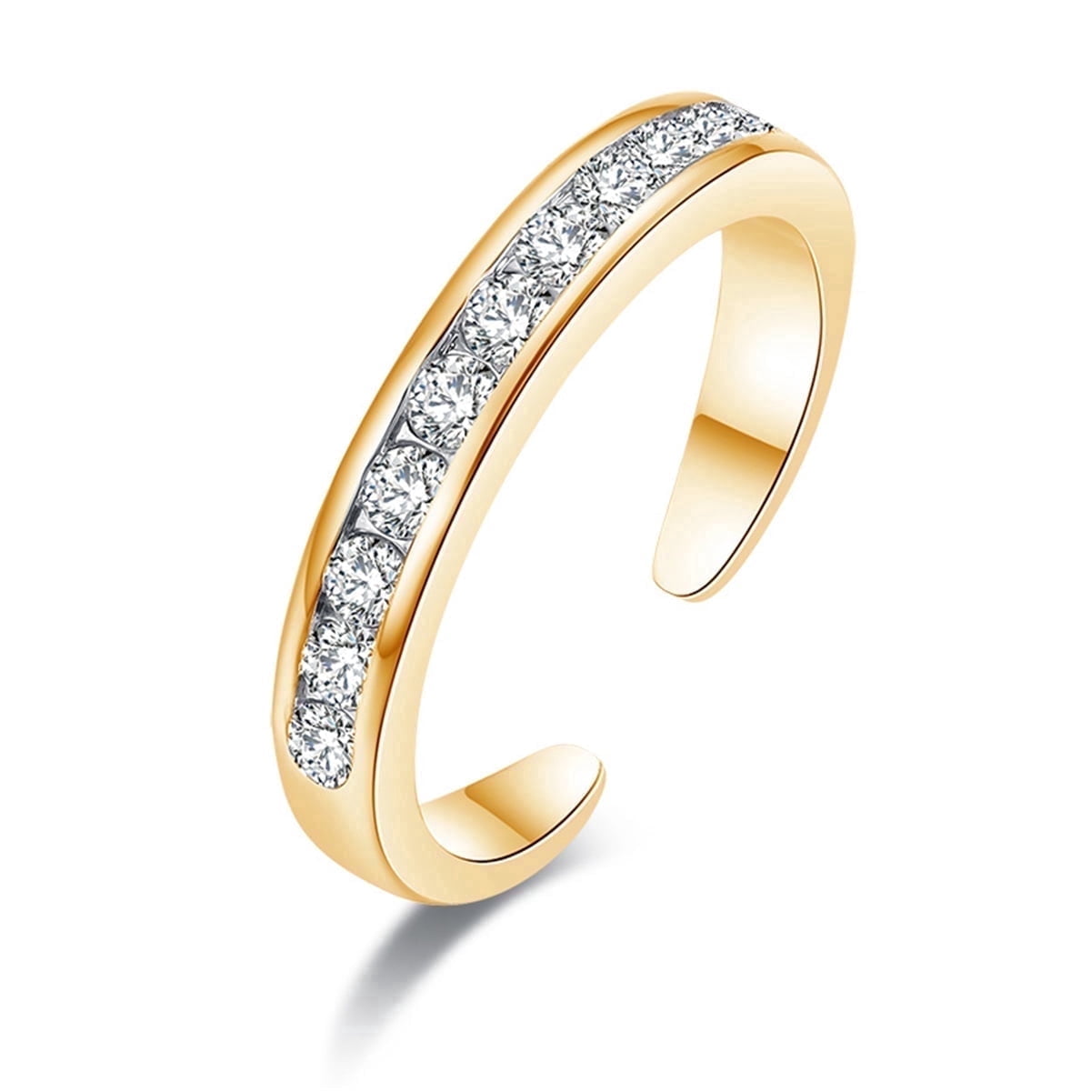 Amy and Annette 14K Gold Plated over Sterling Silver Channel-Set Toe Ring with crystals