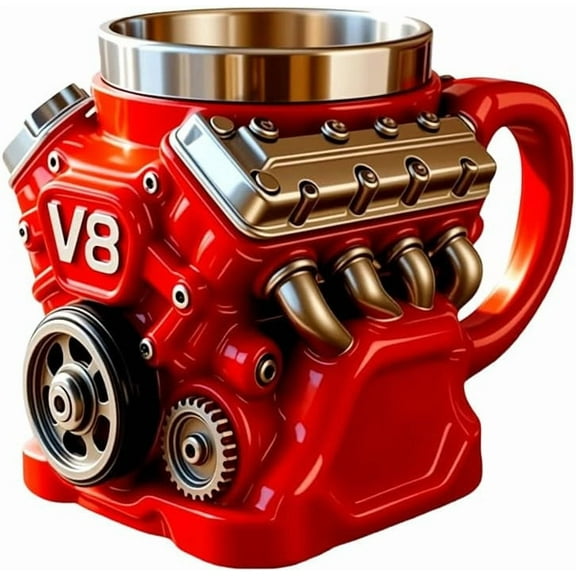 V8 Engine Coffee Mug, 2026 New Retro Coffee Mug, Personalized Double Wall Insulation Car Mug with Handle Perfect for Father's Day, Christmas, Husband, Mechanic, Car Enthusiast
