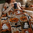 thumbnail image 4 of Halloween Plaid Throw Blanket, Pumpkin Ghost Halloween Blankets for Couch, Super Soft Plush Fleece Autumn Blanket for Sofa Bed Chair, Spooky Season Decor Gift, XS, 4 of 5