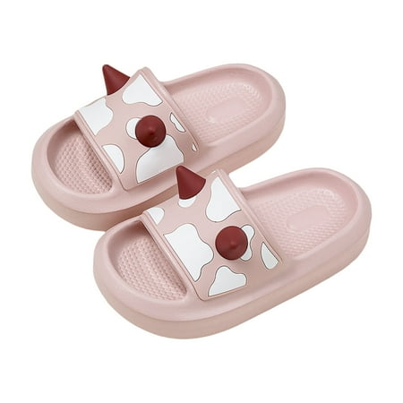 

One opening Toddler Baby Boys Girls Bathroom Slippers Cute Horns Non-slip Shower Slides Open Toe Sandals House Shoes