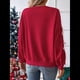 thumbnail image 5 of Blusa de Larga con Lazo Y2K para Mujer - Cuello Redondo Rojo con Lazo Navideño y de Año - Camisa Holgada Extragrande Rojo M, 5 of 10