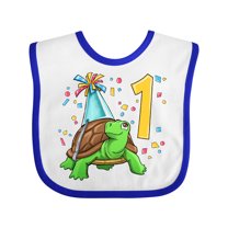 Inktastic 1st Birthday Cute Turtle in Party Hat with Confetti Boys or Girls Baby Bib