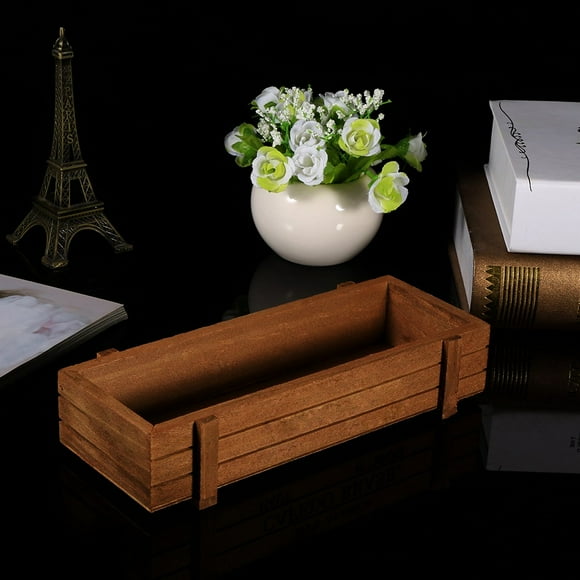 Planter Rectangle Box Wooden Succulent Planting Wooden Box Rectangular Boxed Wood Rail Planters