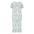 thumbnail image 3 of Tnhcen 2-Piece Women's Trendy Flower Print Summer Pajama Set Cozy Short Sleeve Capri Pants with Pockets Home Clothes S-3XL, 3 of 6