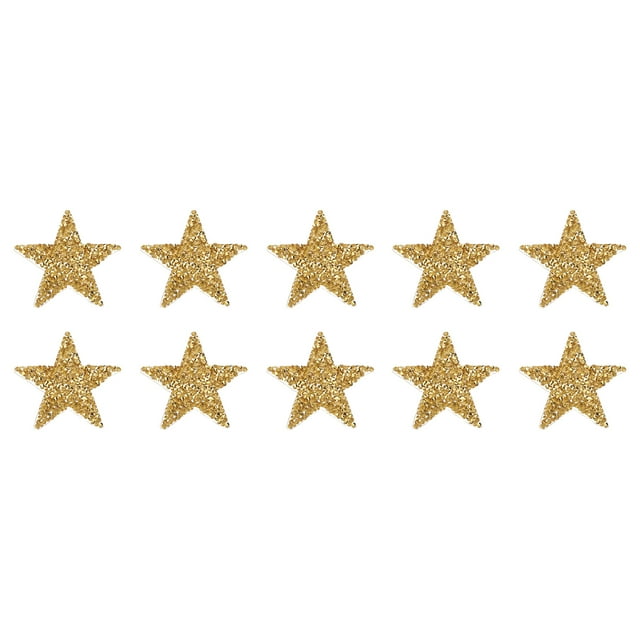Uxcell 10 Pcs Parches de Estrella para Planchar de 6cm Parches para Coser para Manualidades DIY Reparación de Ropa Zapatos Decoración de Bolsas Gorras, Dorado