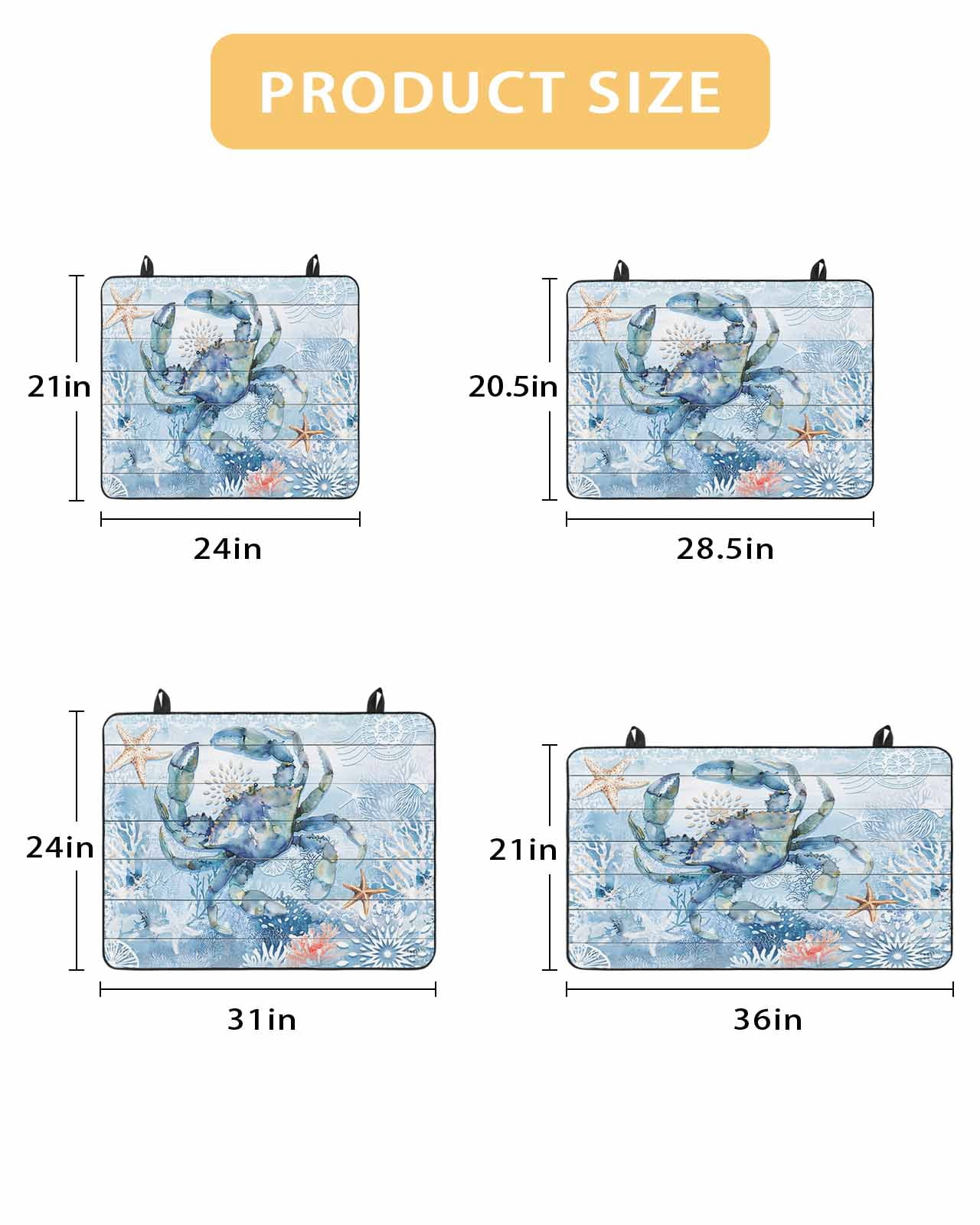 nqOlkjepod Large Induction Cooktop Protector Mat 31"x24", Coastal Blue Crab Stove Top Covers for Electric Stove, Ocean Nautical Starfish Coral Wooden Stove Burner Cover Mats, Glass Top Stove Cover