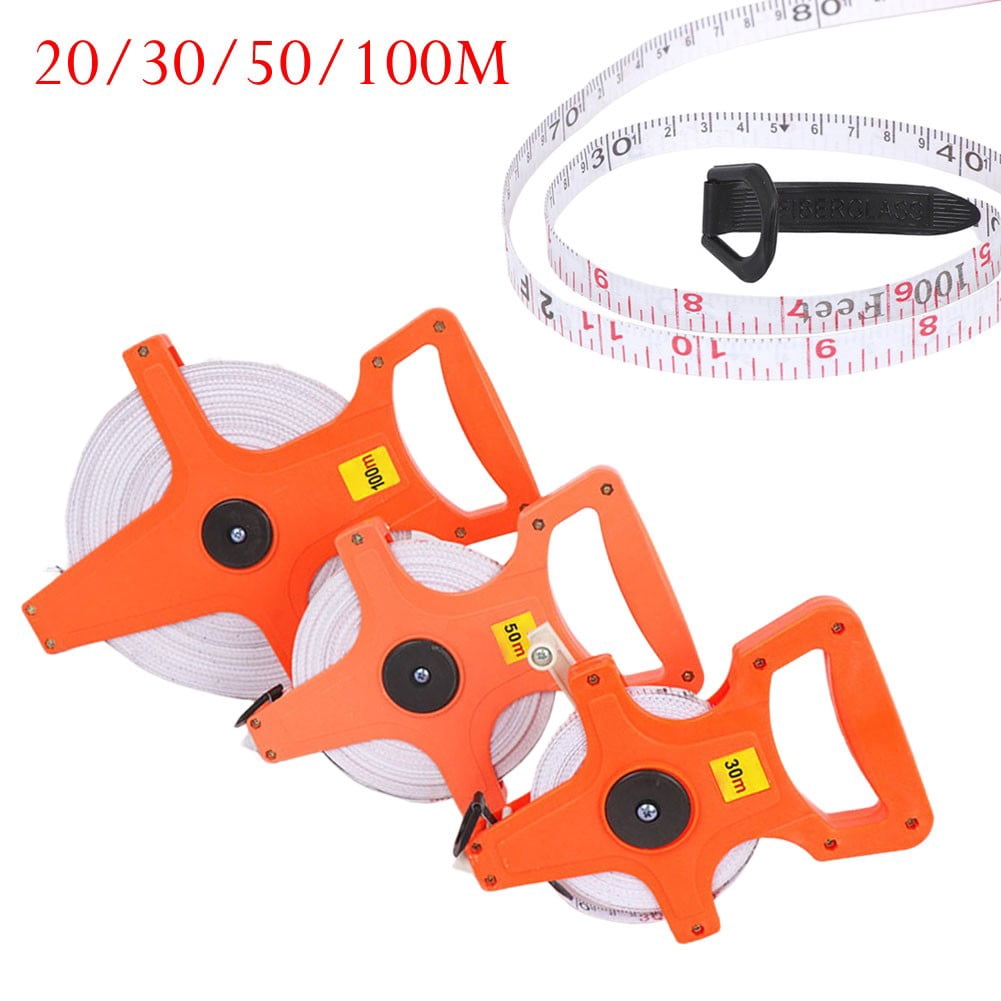 yaaqii Open Reel Fiberglass Tape Yard Measure Inch Metric Scale 20/30/50/100 Meters