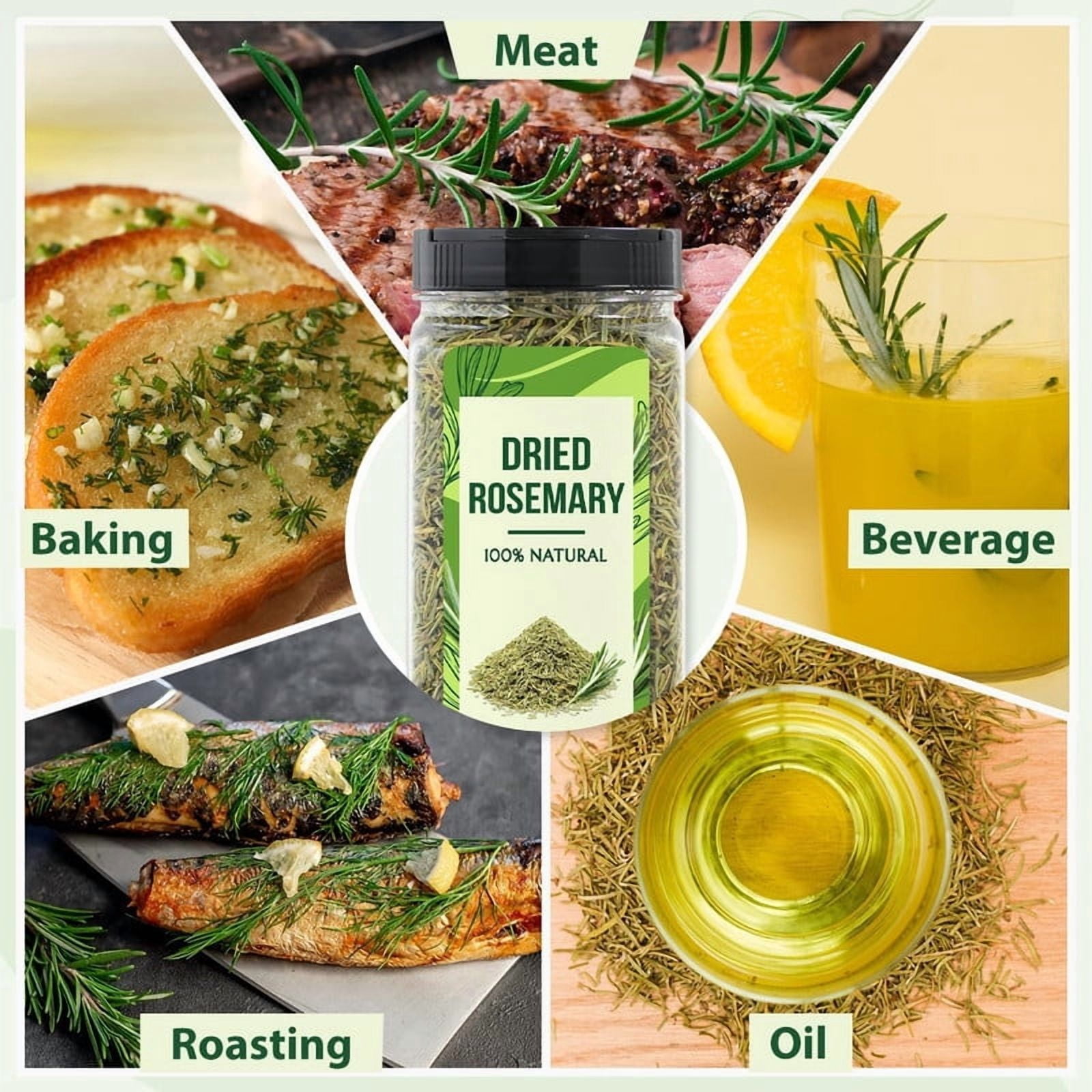 Soeos Dried Rosemary Leaves, 4.2 oz (120g), Whole Rosemary for Cooking, Seasoning, Baking, Roasting, Marinades and Tea, Premium Quality, All Natural, Aromatic Dried Herb