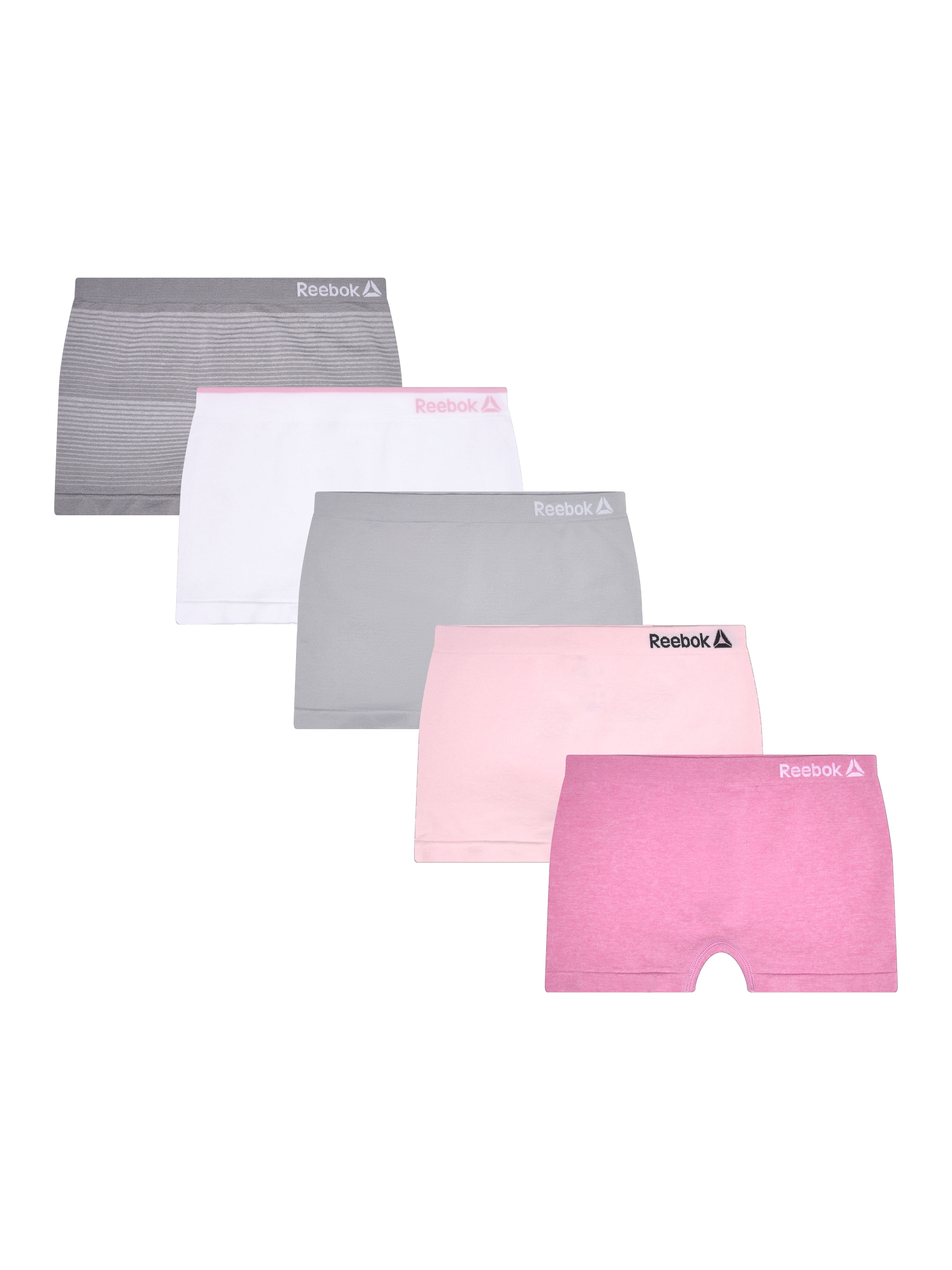 Reebok Girls Seamless Underwear Boyshort Panties, 5-Pack, Size S