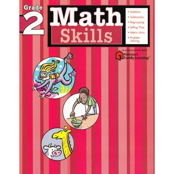 Pre-Owned Math Skills: Grade 2 (Flash Kids Harcourt Family Learning) (Paperback) 1411401077 9781411401075