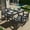 Black-Textilene, variant on SERWALL Outdoor HDPE Dining Table Set, 7-Piece Outdoor Dining Table Sets with Umbrella Hole, Grey