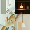 thumbnail image 6 of FSLiving H-Type Track Lighting Pendant Restaurant Retro Light 2.4GHz 3-Zone Remote Control Retro Buddhist Mood Linen Cone Wooden E26 Socket for Living Room Kitchen,Customizable - 1 Light, 6 of 7