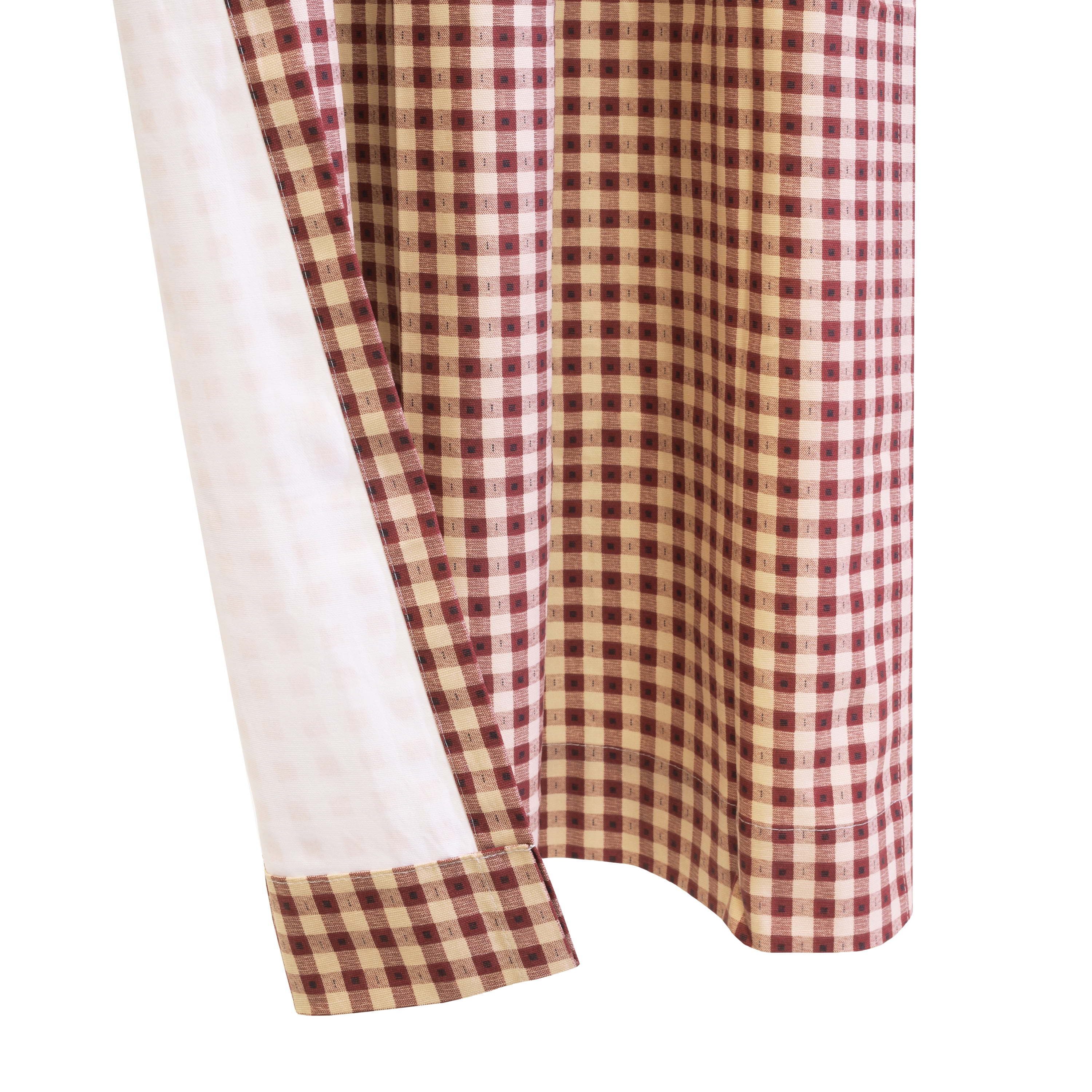 Checkers Patterned Cotton Duck Insulated Curtain Panel each 80" x 54" in Burgundy