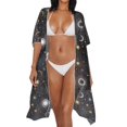 thumbnail image 4 of FKELYI Moon Star Black Print Kimono Coverups for Women Soft Beach Cover Up Half Sleeve Summer Cardigan Bikini Cover Ups Resort Wear Casual Cruise Outfits, 4 of 6