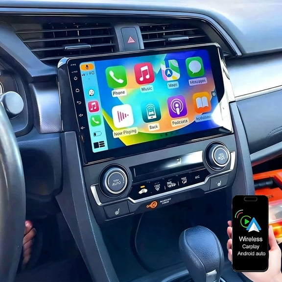 Gsuatey Car Stereo Radio for Honda Civic 2016-2021, Android 15 Car Player with Wireless Carplay Android Auto Bluetooth 9-Inch Touch Screen GPS Navigation WiFi FM/RDS Reverse Camera, 2GB 64GB