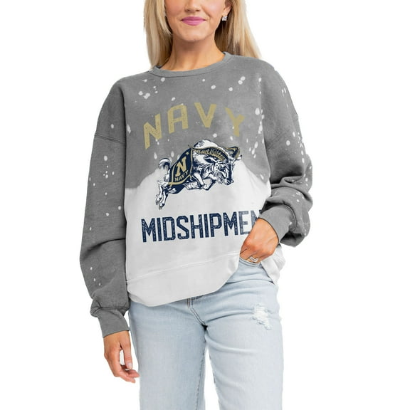 Women's Gameday Couture Gray Navy Midshipmen Twice As Nice Faded Crewneck Sweatshirt