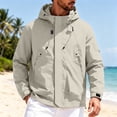 thumbnail image 3 of Husipze Rain Jacket Men Lightweight Waterproof Raincoat Zip Up Windbreaker Athletic Coats with Hood Mens Casual Jacket for Outdoor Sports Beige XL, 3 of 6