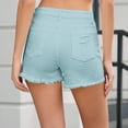 thumbnail image 5 of ClodeEU Womens Distressed Frayed Hem Denim Shorts, Stretchy Cuffed Hem Jean Shorts Mint Green,Womens Plus XL, 5 of 8