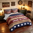 thumbnail image 2 of Manfei Rustic Barn Door Twin Bedding, Patriotic Quote Bedding Comforter Set, Red White Blue, Gray Reversible 7-Piece, 2 of 6