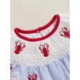 thumbnail image 6 of BemeyourBBs Newborn Baby Boy Girl Lobster Bubble Romper Crab Crawfish Embroidery Clothes Ruffle Short Sleeve Smocked Bodysuit Summer Outfits, 6 of 9