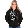 thumbnail image 4 of Crazy Lady Cool Cat Kitten Adorable Zip Hoodie Sweatshirt Women Brisco Brands M, 4 of 5