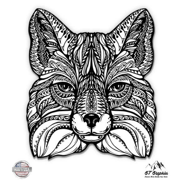 Fox Tangle Style Black - 3" Vinyl Sticker - For Car Laptop I-Pad Phone Helmet Hard Hat - Waterproof Decal