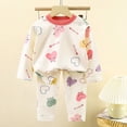thumbnail image 2 of Bovxnpu Boys Girls Sleepwear Set Print Fleece Warm Long Sleeve Top and Pants Homewear Outfits, 2 of 8