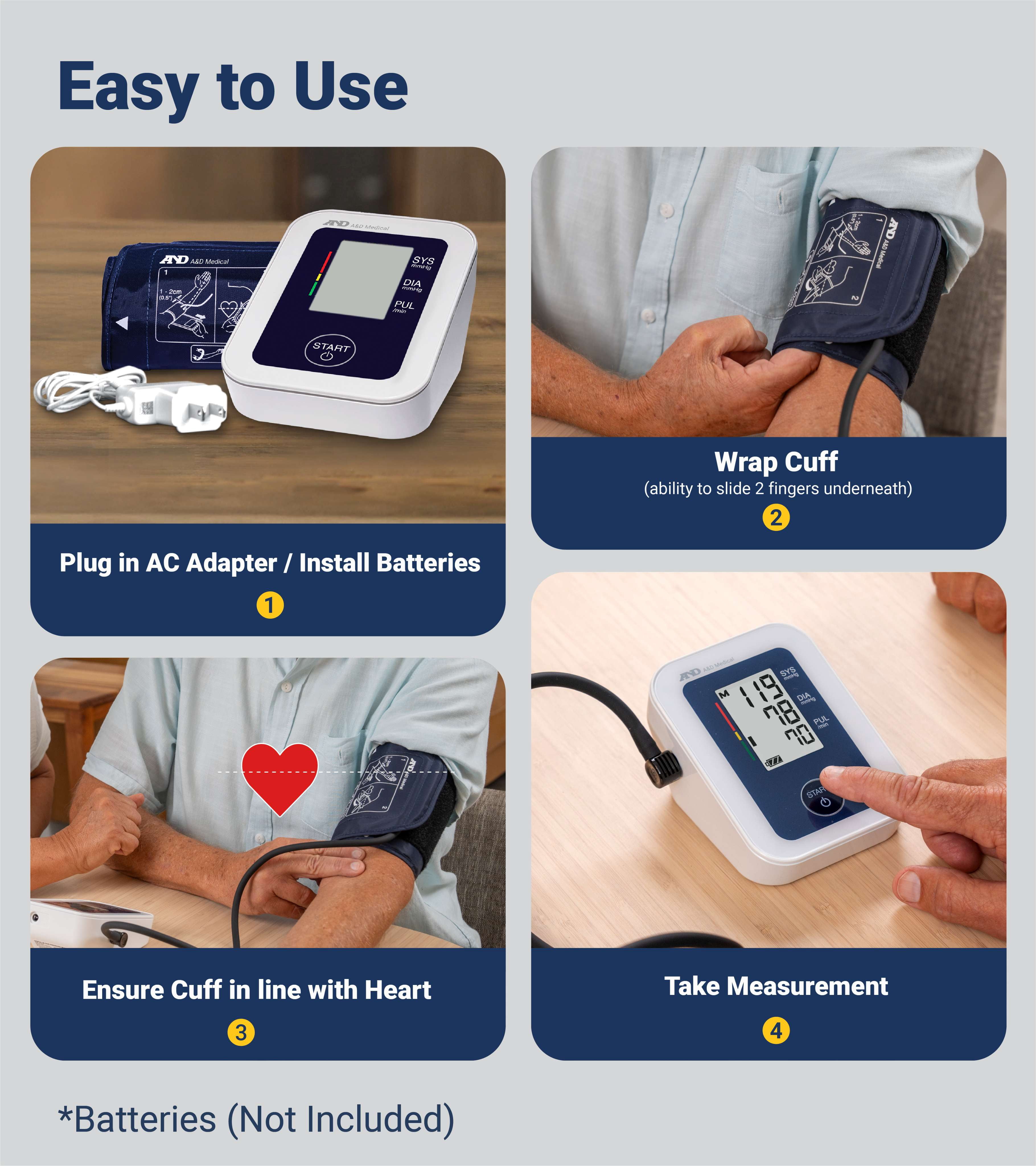 A&D Medical UA-651SAC Heart Rate Detection Digital Upper Arm Blood Pressure Monitor with Small Cuff