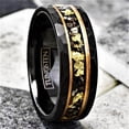 thumbnail image 3 of Tungsten Rings for Men Wedding Bands for Him Womens Wedding Bands for Her 6mm Black Meteorite Gold Flakes, 3 of 7